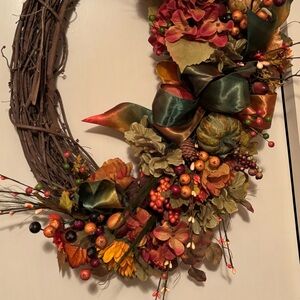 Autumn Harvest Wreath with Green and Orange Accents